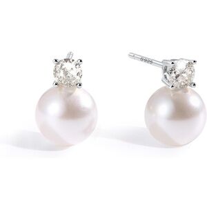 New Pearl & Rhinestone Silver Post Earrings